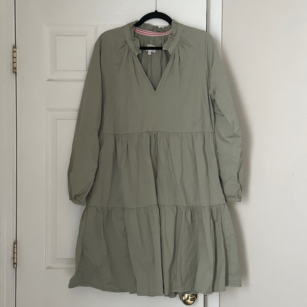 Sundry Eucalyptus Green Tiered Mini Dress Size 2 Boho Peasant Style Cotton